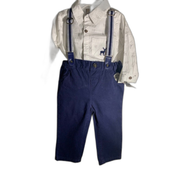 Brand new Old Navy Puffer Vest & White Dress shirt with Navy Pants 6/12M - Picture 2 of 9